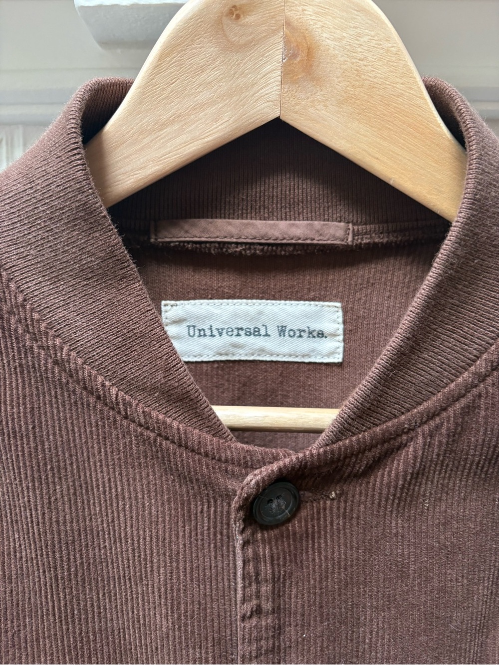 Universal Works Men’s Chocolate Brown corduroy bomber Sweater